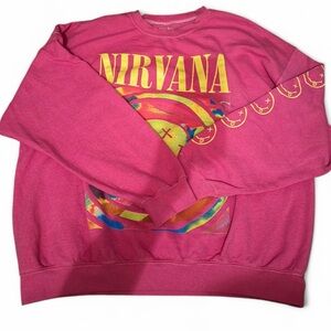 NIRVANA Pink and Gold Crewneck Sweater